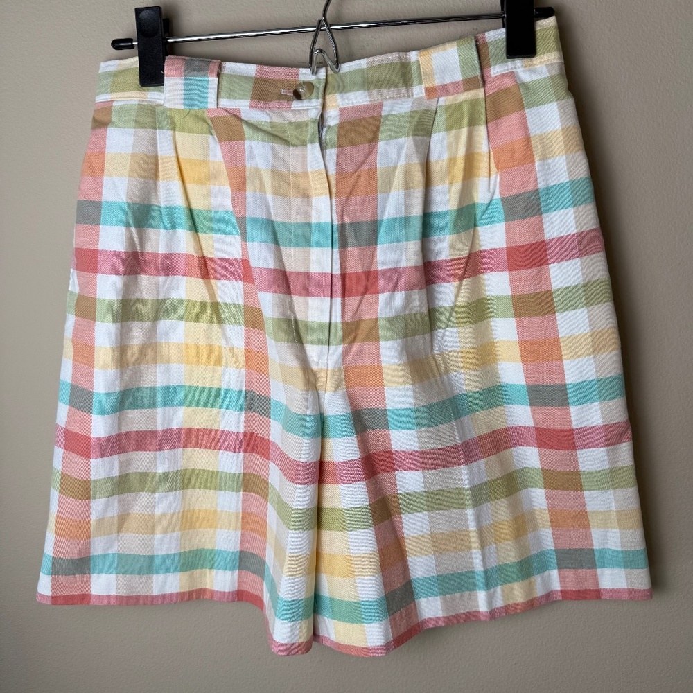 Vintage Gingham Bermuda Walking Shorts Womens 8P Cottage Grandmacore Granny 80s